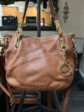 Michael Kors Pebble Leather Hobo Shoulder Bag with Gold-Tone Hardware